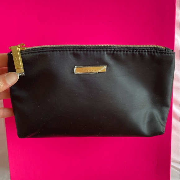 Kestrel Make Up Cosmetics Bag Pouch Travel Clutch Black Gold Zipper New - Picture 2 of 13